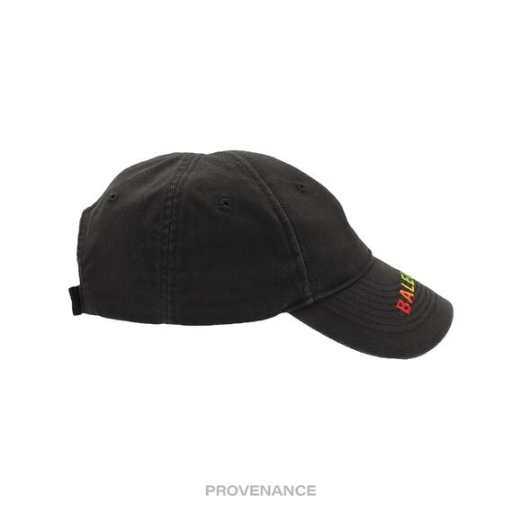 🔴 Balenciaga Embroidered Rainbow Logo Cap - Washed Black - Picture 5 of 12